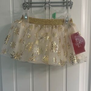 Holiday Time Gold Snowflake Tulle Skirt